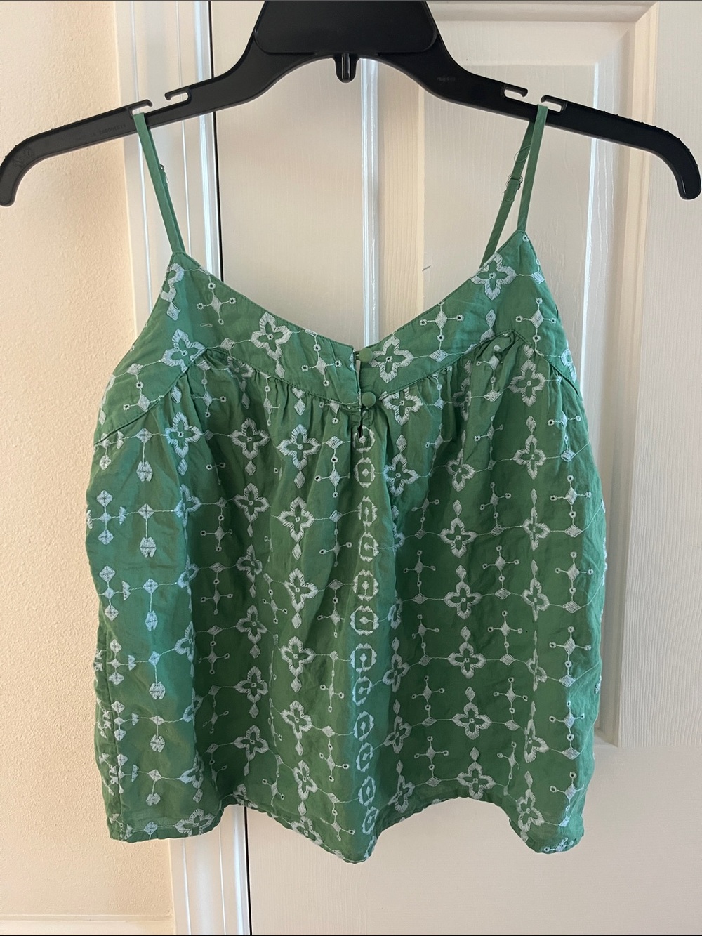 Lucky Brand Green Embroidered Spaghetti-Strap Camisole